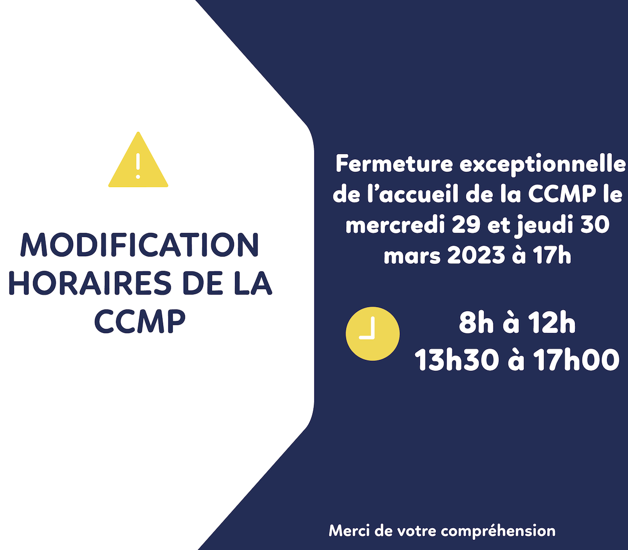 Modification des horaires de la CCMP