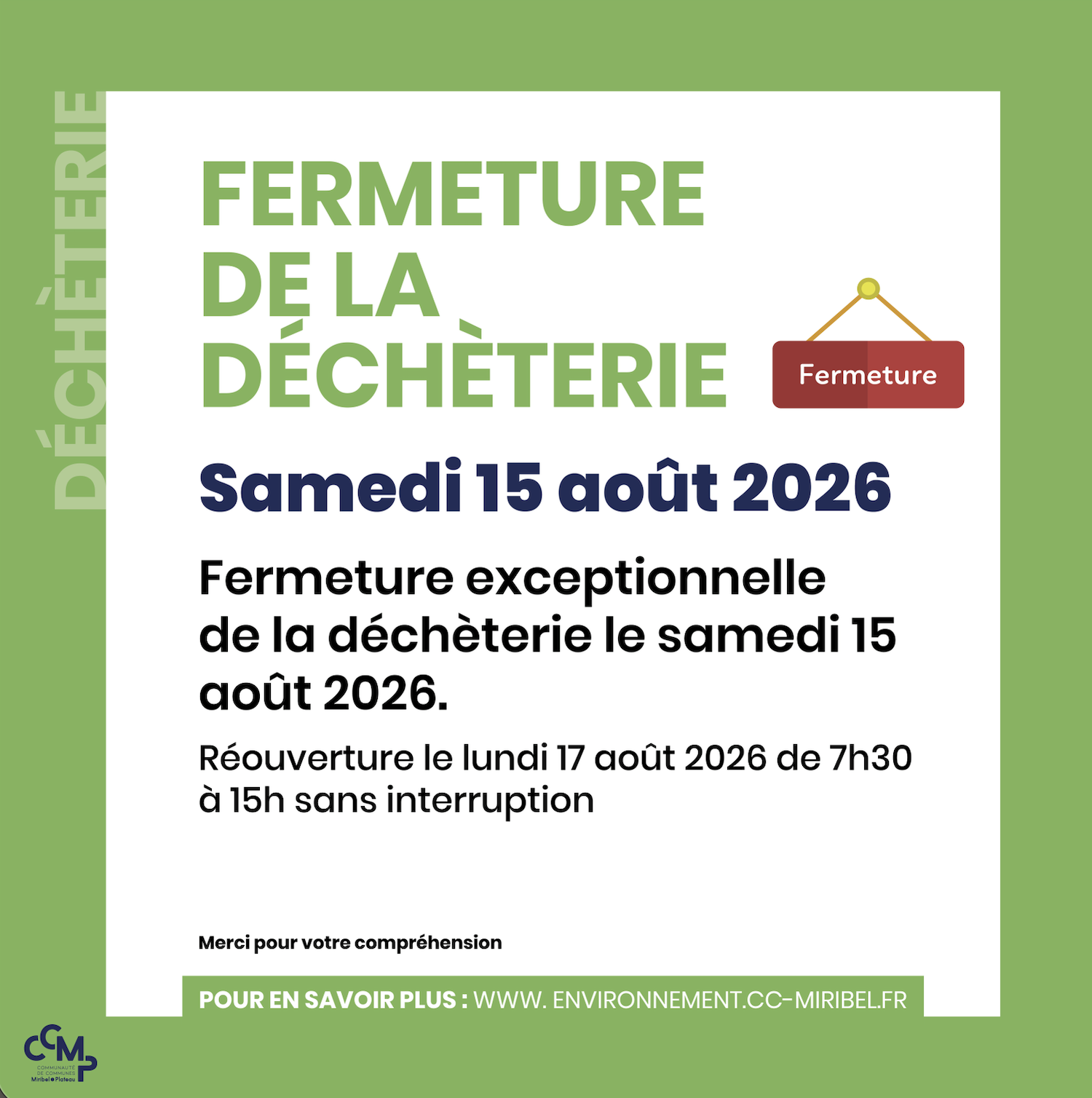 Jour férié – 15 août 2026